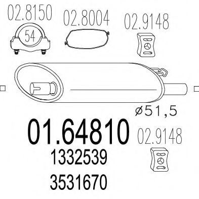 MTS 01.64810 Глушитель выхлопных газов конечный для VOLVO 960 (Вольво 960) MTS 01.64810 Глушитель выхлопных газов конечный для VOLVO 960 (Вольво 960)