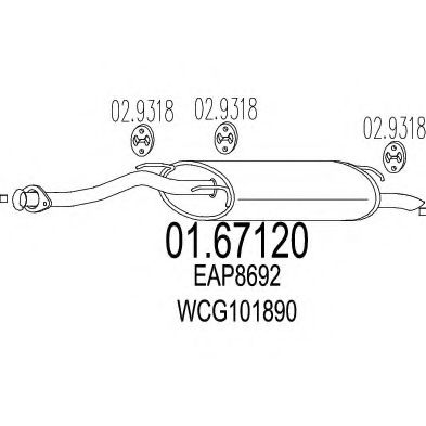 MTS 01.67120 Глушитель выхлопных газов конечный для ROVER CABRIOLET (Ровер Cабриолэт) MTS 01.67120 Глушитель выхлопных газов конечный для ROVER CABRIOLET (Ровер Cабриолэт)