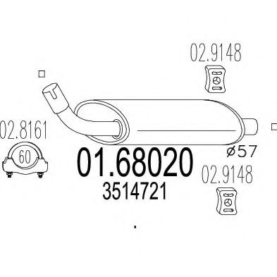 MTS 01.68020 Глушитель выхлопных газов конечный для VOLVO 960 (Вольво 960) MTS 01.68020 Глушитель выхлопных газов конечный для VOLVO 960 (Вольво 960)