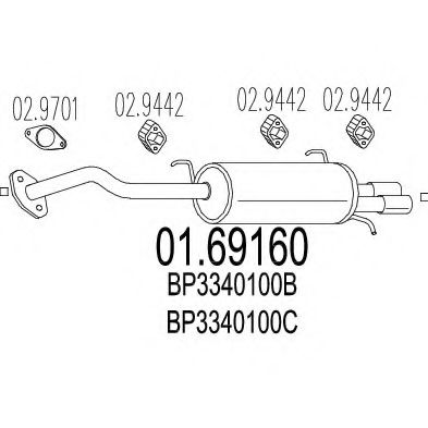 MTS 01.69160 Глушитель выхлопных газов конечный для MAZDA 323 III (Мазда 323 3) MTS 01.69160 Глушитель выхлопных газов конечный для MAZDA 323 III (Мазда 323 3)