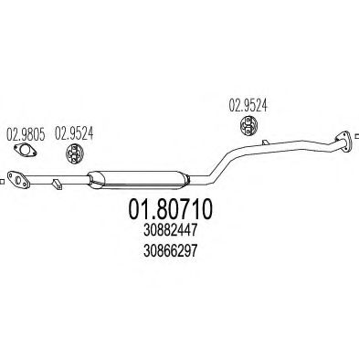 MTS 01.80710 Средний глушитель выхлопных газов для VOLVO V70 II (Вольво V70 2) MTS 01.80710 Средний глушитель выхлопных газов для VOLVO V70 II (Вольво V70 2)