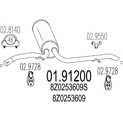 MTS 01.91200 Глушитель выхлопных газов конечный для AUDI A2 (Ауди А2) MTS 01.91200 Глушитель выхлопных газов конечный для AUDI A2 (Ауди А2)