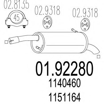 MTS 01.92280 Глушитель выхлопных газов конечный для MAZDA 2 (Мазда 2) MTS 01.92280 Глушитель выхлопных газов конечный для MAZDA 2 (Мазда 2)