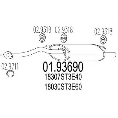 MTS 01.93690 Глушитель выхлопных газов конечный для HONDA CIVIC VI (Хонда Цивик 6) MTS 01.93690 Глушитель выхлопных газов конечный для HONDA CIVIC VI (Хонда Цивик 6)