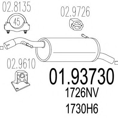 MTS 01.93730 Глушитель выхлопных газов конечный для CITROëN (Cитроëн) MTS 01.93730 Глушитель выхлопных газов конечный для CITROëN (Cитроëн)