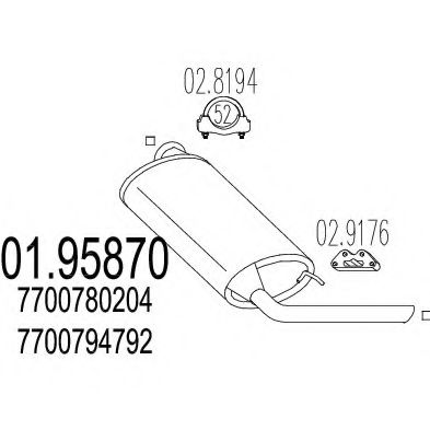 MTS 01.95870 Глушитель выхлопных газов конечный для RENAULT TRAFIC (Рено Трафик) MTS 01.95870 Глушитель выхлопных газов конечный для RENAULT TRAFIC (Рено Трафик)