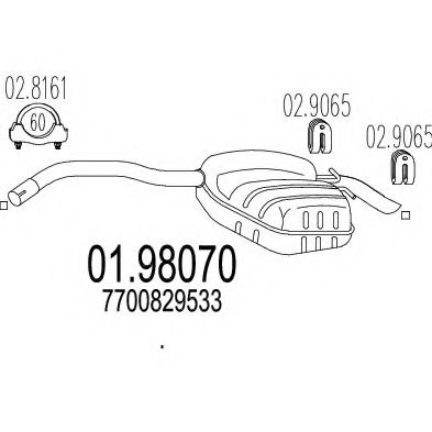 MTS 01.98070 Глушитель выхлопных газов конечный для RENAULT SAFRANE (Рено Сафранэ) MTS 01.98070 Глушитель выхлопных газов конечный для RENAULT SAFRANE (Рено Сафранэ)