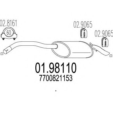 MTS 01.98110 Глушитель выхлопных газов конечный для RENAULT SAFRANE (Рено Сафранэ) MTS 01.98110 Глушитель выхлопных газов конечный для RENAULT SAFRANE (Рено Сафранэ)