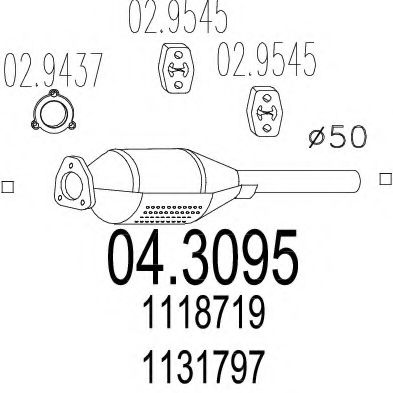 MTS 04.3095 Катализатор для VOLKSWAGEN (Фольксваген) MTS 04.3095 Катализатор для VOLKSWAGEN (Фольксваген)