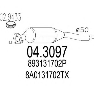 MTS 04.3097 Катализатор для AUDI 80 (Ауди 80) MTS 04.3097 Катализатор для AUDI 80 (Ауди 80)