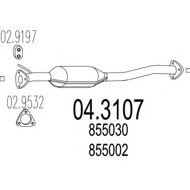 MTS 04.3107 Катализатор для OPEL CORSA A (Опель Cорса а) MTS 04.3107 Катализатор для OPEL CORSA A (Опель Cорса а)