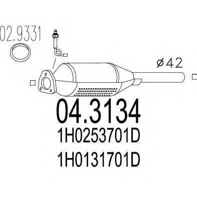 MTS 04.3134 Катализатор для VOLKSWAGEN VENTO (Фольксваген Венто) MTS 04.3134 Катализатор для VOLKSWAGEN VENTO (Фольксваген Венто)