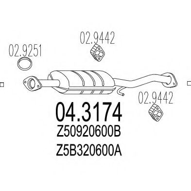 MTS 04.3174 Катализатор для MAZDA 323 PROTEG V (Мазда 323 протеже 5) MTS 04.3174 Катализатор для MAZDA 323 PROTEG V (Мазда 323 протеже 5)
