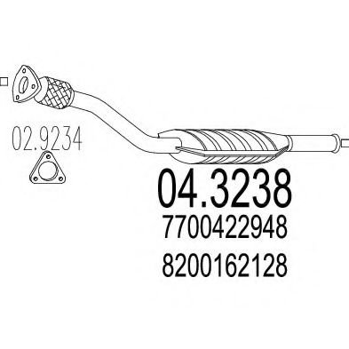MTS 04.3238 Катализатор для RENAULT SCNIC I (Рено Сценик и) MTS 04.3238 Катализатор для RENAULT SCNIC I (Рено Сценик и)