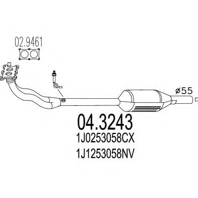 MTS 04.3243 Катализатор для SKODA OCTAVIA (Шкода Октавия) MTS 04.3243 Катализатор для SKODA OCTAVIA (Шкода Октавия)