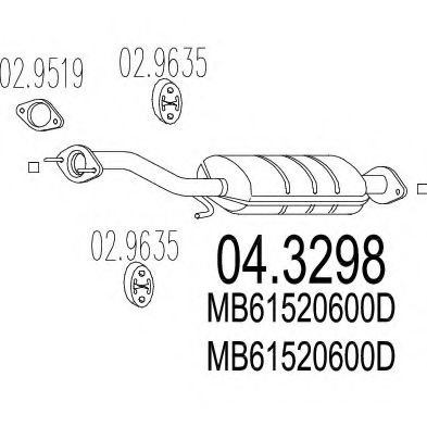 MTS 04.3298 Катализатор для KIA MENTOR (Киа Мэнтор) MTS 04.3298 Катализатор для KIA MENTOR (Киа Мэнтор)