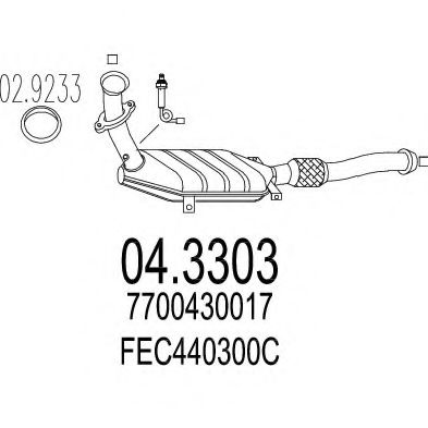 MTS 04.3303 Катализатор для RENAULT CLIO II (Рено Клио 2) MTS 04.3303 Катализатор для RENAULT CLIO II (Рено Клио 2)
