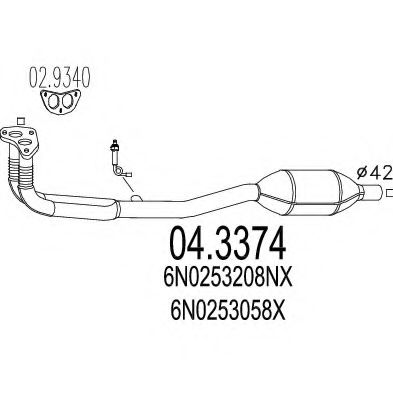 MTS 04.3374 Катализатор для VOLKSWAGEN POLO (Фольксваген Поло)
