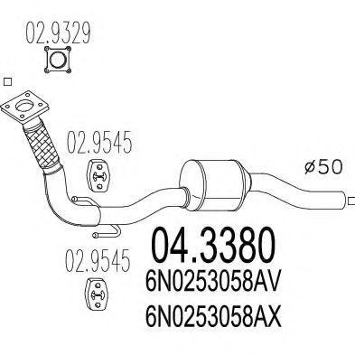 MTS 04.3380 Катализатор для VOLKSWAGEN POLO (Фольксваген Поло) MTS 04.3380 Катализатор для VOLKSWAGEN POLO (Фольксваген Поло)