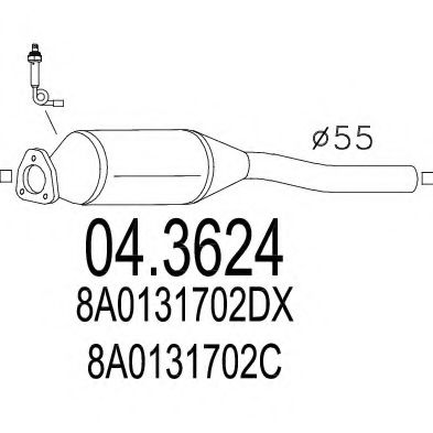 MTS 04.3624 Катализатор для AUDI 80 (Ауди 80) MTS 04.3624 Катализатор для AUDI 80 (Ауди 80)