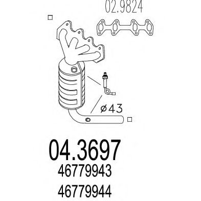 MTS 04.3697 Катализатор для FIAT SEICENTO / 600 (Фиат Сэиcэнто / 600) MTS 04.3697 Катализатор для FIAT SEICENTO / 600 (Фиат Сэиcэнто / 600)