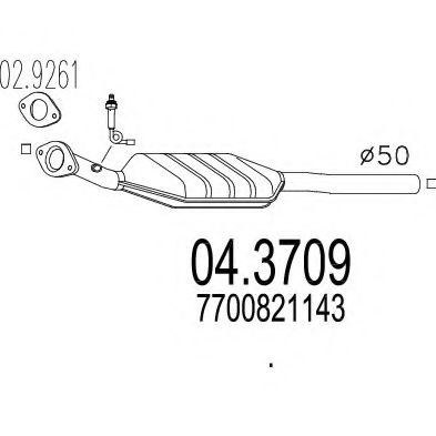 MTS 04.3709 Катализатор для RENAULT SAFRANE (Рено Сафранэ) MTS 04.3709 Катализатор для RENAULT SAFRANE (Рено Сафранэ)