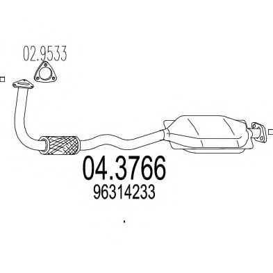 MTS 04.3766 Катализатор для DAEWOO MATIZ (Дэу Матиз) MTS 04.3766 Катализатор для DAEWOO MATIZ (Дэу Матиз)