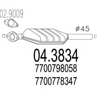 MTS 04.3834 Катализатор для RENAULT SUPER 5 (Рено Супэр 5) MTS 04.3834 Катализатор для RENAULT SUPER 5 (Рено Супэр 5)