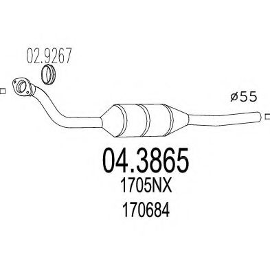 MTS 04.3865 Катализатор для PEUGEOT EXPERT (Пежо Эxпэрт) MTS 04.3865 Катализатор для PEUGEOT EXPERT (Пежо Эxпэрт)