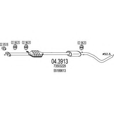 MTS 04.3913 Катализатор для FIAT STILO MULTI (Фиат Стило мульти) MTS 04.3913 Катализатор для FIAT STILO MULTI (Фиат Стило мульти)