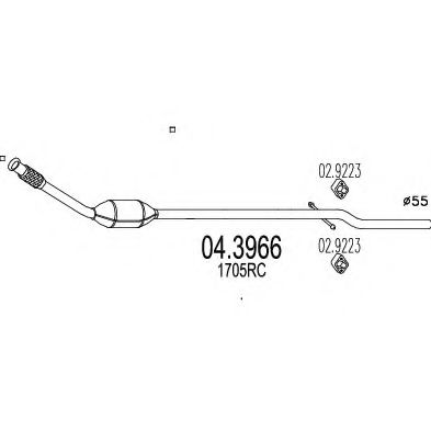 MTS 04.3966 Катализатор для CITROËN C5 I (CитроËн С5 1)