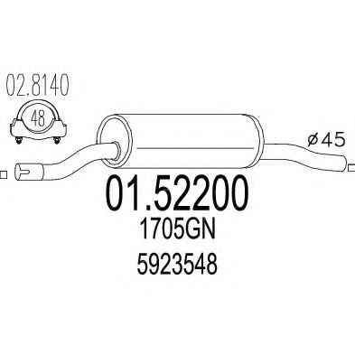 MTS 01.52200 Предглушитель выхлопных газов для CITROëN (Cитроëн) MTS 01.52200 Предглушитель выхлопных газов для CITROëN (Cитроëн)