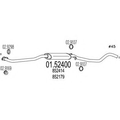 MTS 01.52400 Средний глушитель выхлопных газов для OPEL ASCONA C (Опель Асcона c) MTS 01.52400 Средний глушитель выхлопных газов для OPEL ASCONA C (Опель Асcона c)