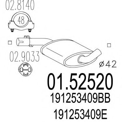MTS 01.52520 Средний глушитель выхлопных газов для VOLKSWAGEN JETTA II (Фольксваген Жэтта 2) MTS 01.52520 Средний глушитель выхлопных газов для VOLKSWAGEN JETTA II (Фольксваген Жэтта 2)