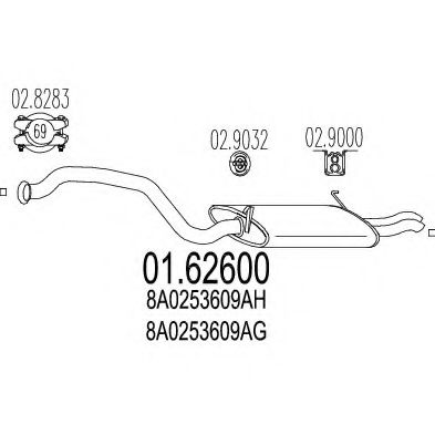 MTS 01.62600 Глушитель выхлопных газов конечный для AUDI 90 (Ауди 90) MTS 01.62600 Глушитель выхлопных газов конечный для AUDI 90 (Ауди 90)