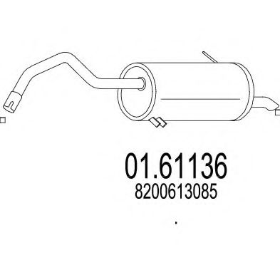 MTS 01.61136 Глушитель выхлопных газов конечный для RENAULT KANGOO / GRAND KANGOO (Рено Кангу / гранд кангу) MTS 01.61136 Глушитель выхлопных газов конечный для RENAULT KANGOO / GRAND KANGOO (Рено Кангу / гранд кангу)