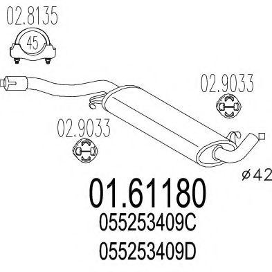 MTS 01.61180 Глушитель выхлопных газов конечный для AUDI FOX (Ауди Фоx) MTS 01.61180 Глушитель выхлопных газов конечный для AUDI FOX (Ауди Фоx)