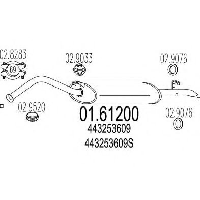 MTS 01.61200 Глушитель выхлопных газов конечный для AUDI 100 (Ауди 100) MTS 01.61200 Глушитель выхлопных газов конечный для AUDI 100 (Ауди 100)