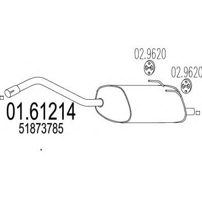 MTS 01.61214 Глушитель выхлопных газов конечный для FIAT 500 C (Фиат 500 c) MTS 01.61214 Глушитель выхлопных газов конечный для FIAT 500 C (Фиат 500 c)