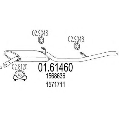 MTS 01.61460 Глушитель выхлопных газов конечный для FORD FIESTA (Форд Фиэста) MTS 01.61460 Глушитель выхлопных газов конечный для FORD FIESTA (Форд Фиэста)