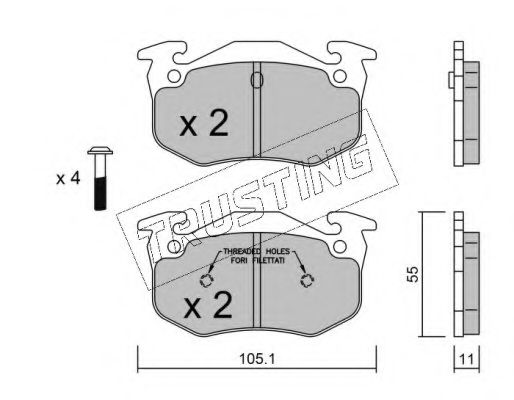 TRUSTING 040.1 Тормозные колодки для RENAULT 19 I (Рено 19 1) TRUSTING 040.1 Тормозные колодки для RENAULT 19 I (Рено 19 1)