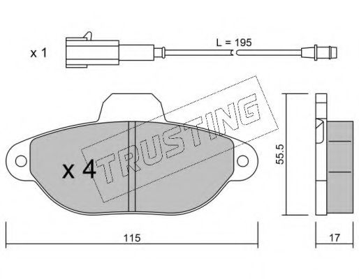 TRUSTING 162.2 Тормозные колодки для FIAT 500 (Фиат 500) TRUSTING 162.2 Тормозные колодки для FIAT 500 (Фиат 500)