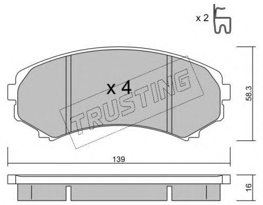 TRUSTING 414.0 Тормозные колодки для MAZDA BONGO FREDA (Мазда Бонго фрэда) TRUSTING 414.0 Тормозные колодки для MAZDA BONGO FREDA (Мазда Бонго фрэда)