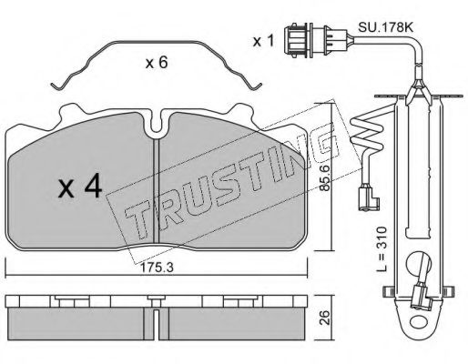 TRUSTING 598.3W Тормозные колодки для RENAULT TRUCKS MIDLUM (Рено трак Мидлум) TRUSTING 598.3W Тормозные колодки для RENAULT TRUCKS MIDLUM (Рено трак Мидлум)