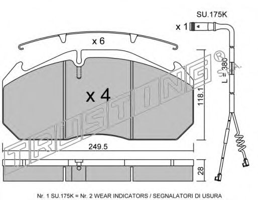 TRUSTING 602.2W Тормозные колодки для MAN LION S STAR (Ман Лион с стар) TRUSTING 602.2W Тормозные колодки для MAN LION S STAR (Ман Лион с стар)