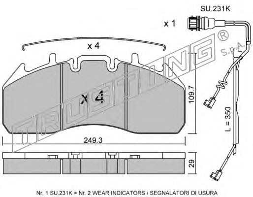 TRUSTING 825.0W Тормозные колодки для RENAULT TRUCKS PREMIUM 2 (Рено трак Прэмиум 2) TRUSTING 825.0W Тормозные колодки для RENAULT TRUCKS PREMIUM 2 (Рено трак Прэмиум 2)