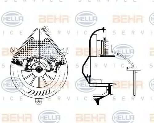HELLA 8EW 009 159-681 Вентилятор салона для PEUGEOT 306 (Пежо 306) HELLA 8EW 009 159-681 Вентилятор салона для PEUGEOT 306 (Пежо 306)