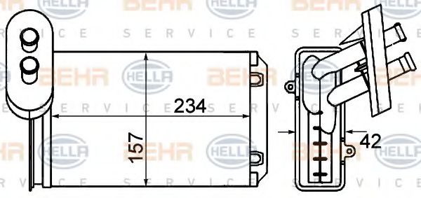 HELLA 8FH 351 001-611 Теплообменник, отопление салона для VOLKSWAGEN JETTA II (Фольксваген Жэтта 2) HELLA 8FH 351 001-611 Теплообменник, отопление салона для VOLKSWAGEN JETTA II (Фольксваген Жэтта 2)