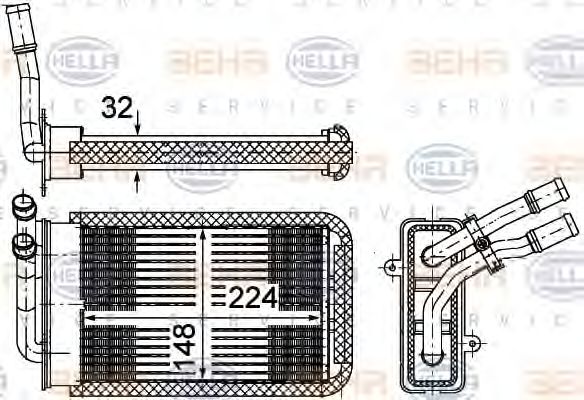 HELLA 8FH 351 002-141 Теплообменник, отопление салона для AUDI 90 (Ауди 90) HELLA 8FH 351 002-141 Теплообменник, отопление салона для AUDI 90 (Ауди 90)