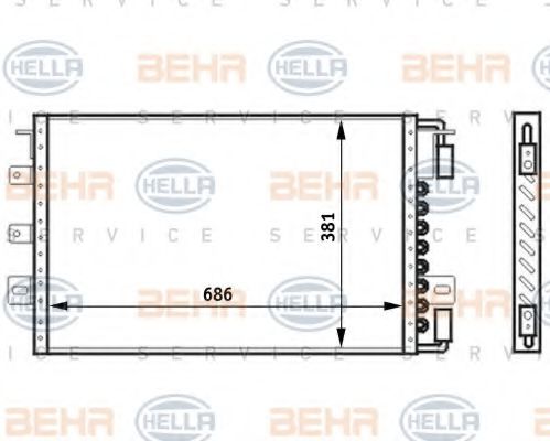 HELLA 8FC 351 024-131 Конденсатор, кондиционер для DODGE CARAVAN (Додж Караван)